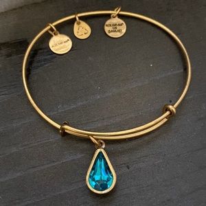 Alex and Ani Blue Crystal Gold Bangle